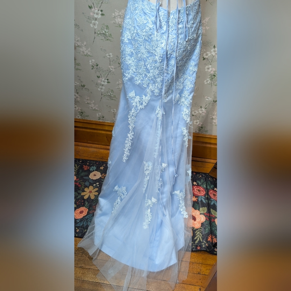 Blue Floral Prom Dress - Picture 10 of 12